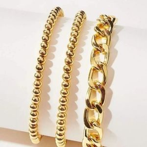 18k gold plated 3 piece bracelet set